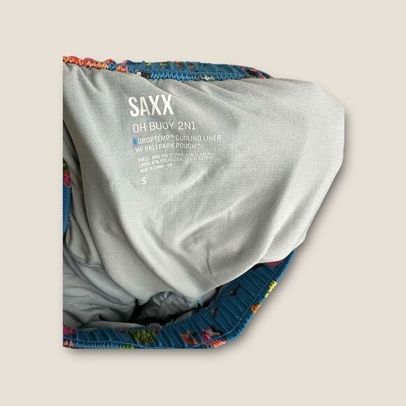 Saxx Oh Buoy 2in1 Volley 7" Swim Shorts Mega Meta Floaties Blue Size Small - Picture 11 of 12